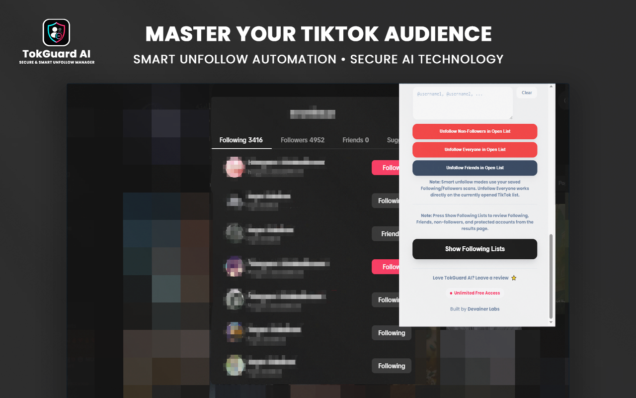TokGuard AI for Tiktok - Smart Unfollow Manager