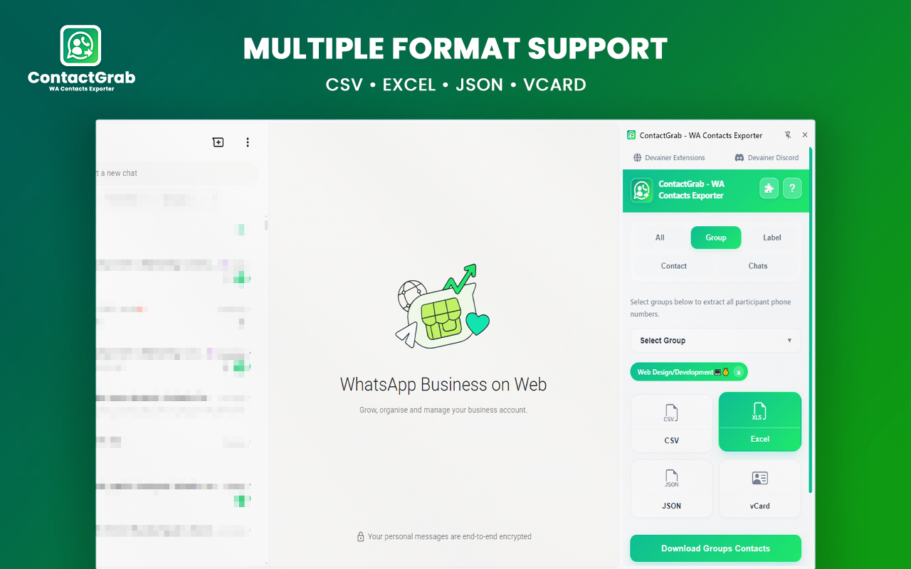 How to Export WhatsApp Contacts & Group Members with ContactGrab
