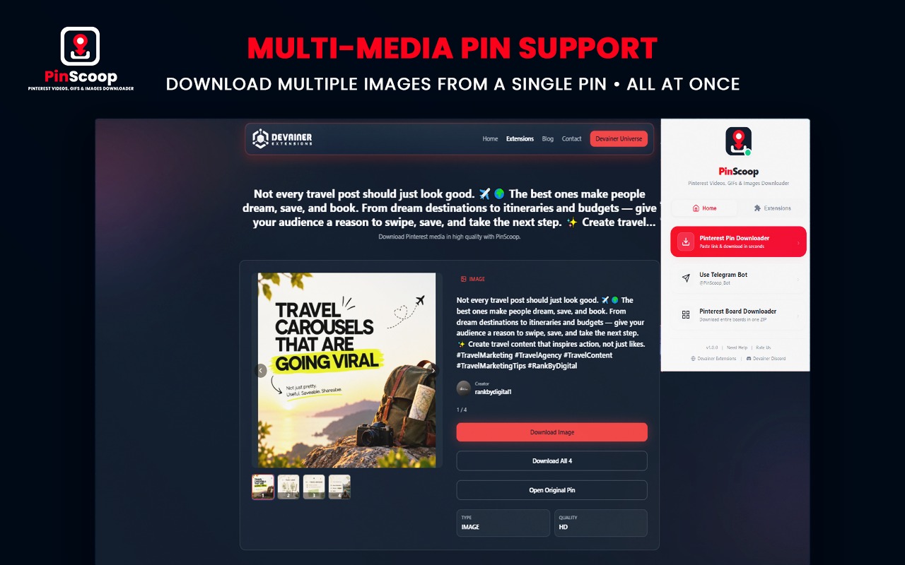 PinScoop - Pinterest Videos, GIFs & Images Downloader