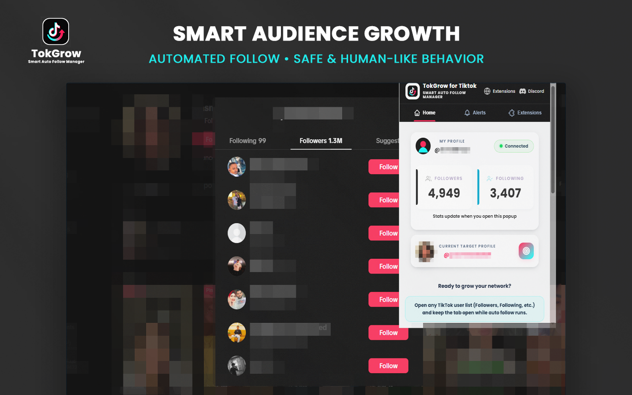 TokGrow for TikTok - Smart Auto Follow Manager