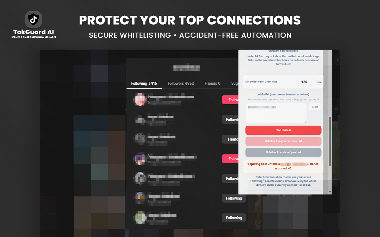 TokGuard AI for Tiktok - Smart Unfollow Manager